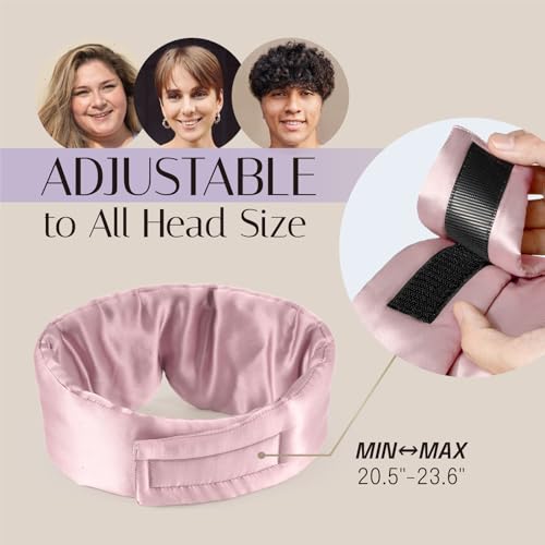 OLESILK 100% Mulberry Silk Sleep Mask, Large Size, Pressureless, Blackout - color: Pink
