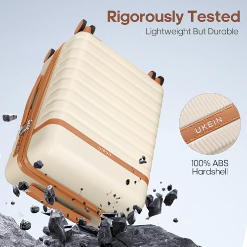 Luggage Sets 7 Piece,Hardside Large Checked Suitcase with Backpack Set - color: Beige, size: 7-Piece Sets