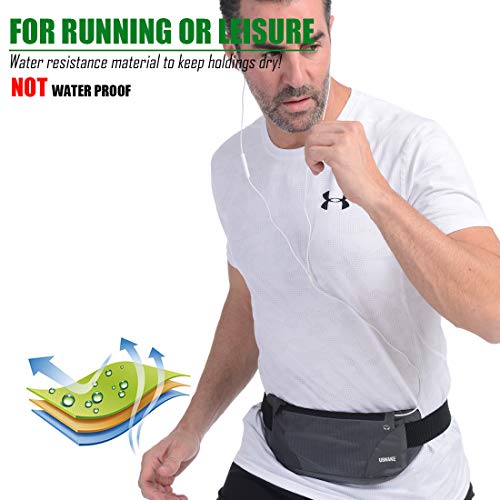USHAKE Ultra Light Running Belt Men Women Bounce Free Waist Pack for Phone - color: Grey