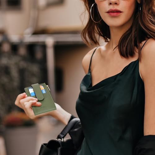 Chelmon Women's RFID Slim Card Holder Wallet - color: Green Army