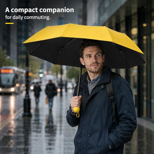 Mini Portable Travel Umbrella with Case,Compact Umbrellas,Waterproof Mini Portable Umbrella for Travel, Office, and Daily - color: Yellow