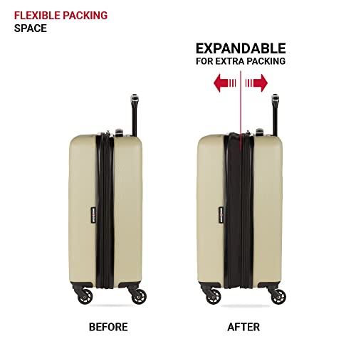 SwissGear 8018 Expandable Luggage Set, 3-Piece Hardside Luggage Set with Spinner Wheels - color: Sand, size: 3-Piece Set (20/24/27)