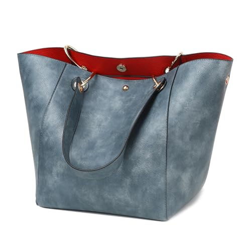 sqlp Large Work Tote Bag for Women Handbags Big Bucket Purses - color: Jeans Blue
