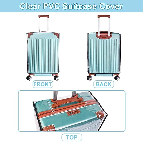 Clear Luggage Cover PVC Suitcase Cover Protectors with Adjustable Luggage Straps, Transparent Suitcase Protector Waterproof for Wheeled Suitcase Travel (24-Inch) - size: 24 inches