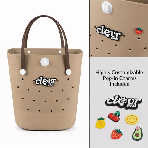 ClevrPlus Convertible Beach Tote Backpack, Grey – Waterproof EVA Beach Bag with Removable Straps & Lid - color: Brown