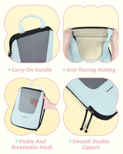 Bagsmart Compression Packing Cubes, Travel Bag Cruise Ship Essentials - color: Sky Blue