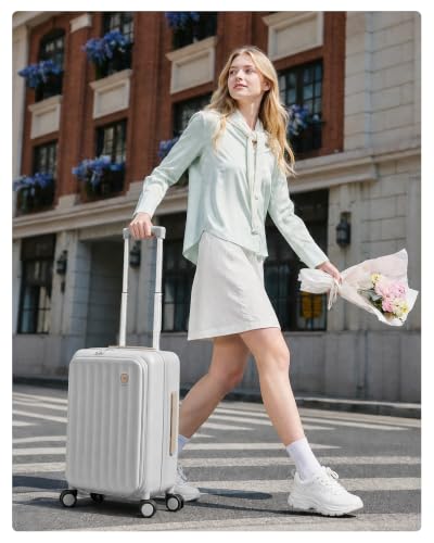 Carry on Luggage 20 Inch Expandable Top Opening Trunk Luggage with Spinner Wheels, Lightwight Hardside Carry on Suitcase with Laptop Compartment for Women Men, Warm White Apricot - color: Warm White Apricot, size: 20 inch Carry on