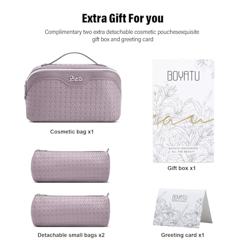 BOYATU Travel Makeup Bag Cosmetic Bags for Women: 3 Pcs Set Make up Bag - color: L55Light Purple