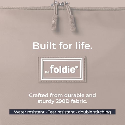 The Foldie Foldable Travel Bag for Women - 40L Weekender Bag with Multiple Pockets - Carry On Expendable Travel Bag - color: Beige