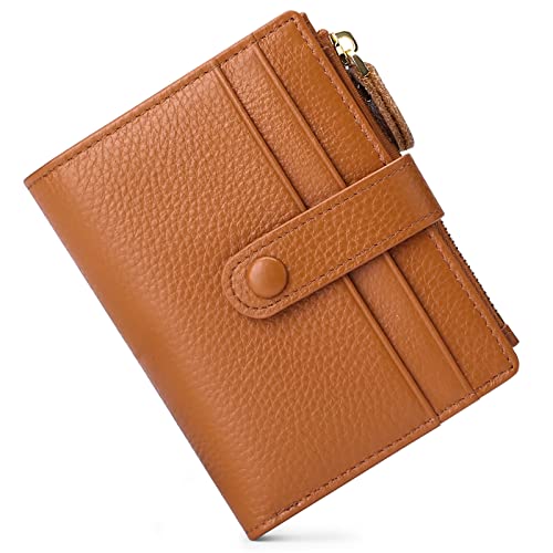 FALAN MULE Small Wallets for Women RFID Blocking Leather Womens Wallet - color: AQ-Earthy yellow
