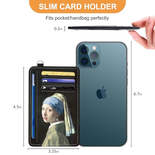 SEAVILIA Small Credit Card Holder for Women, Slim RFID Blocking Wallet - color: Pearl Earring Girl