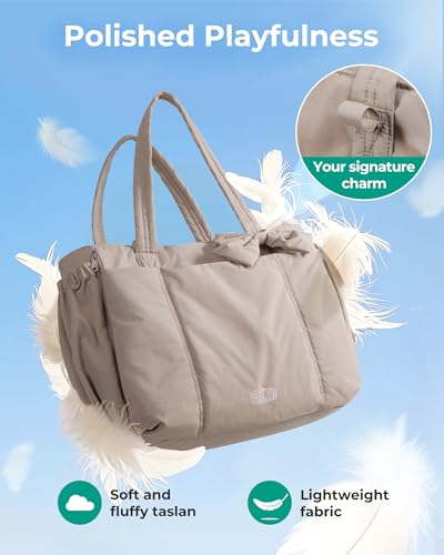 BAGSMART Crush Bow 여성용 토트백, 퍼퍼 여행 작업 요가 노트북 가방 - color: 더티 핑크., size: 원사이즈