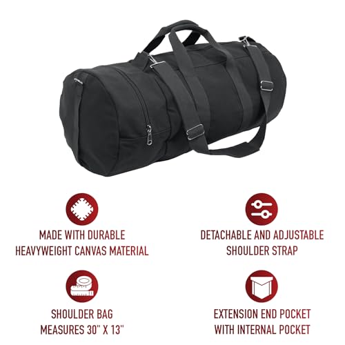 Rothco Canvas Double-Ender Sports Bag - Durable & Spacious Travel Companion or Gym Accessory - color: Black