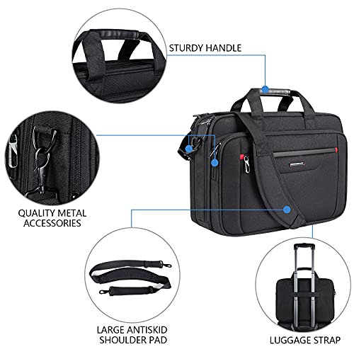 VANKEAN 17.3" Expandable Waterproof Laptop Briefcase for Travel & Business - color: Black-red, size: 17.3 Inch