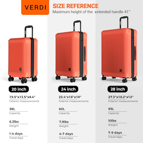 Verdi Hardside Expandable Luggage Set, Carry-On/24-In Suitcase with Spinner Wheels - color: Orange, size: 2-Piece Set (20/24)