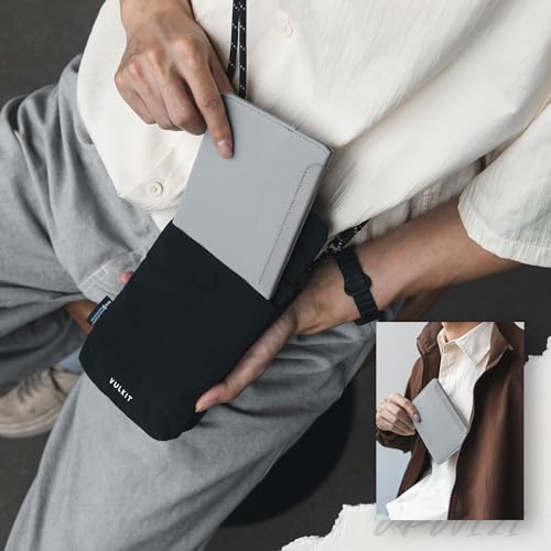VULKIT RFID Passport Holder Slim Design Pocket Fitted Passport Cover Magnetic Closure, Single Passport Design - color: Grey