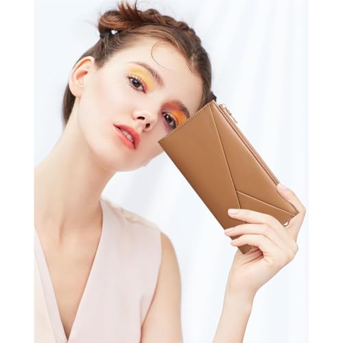 FALAN MULE Ultra Slim Womens Wallet Bifold RFID Blocking Credit Card Holder for Women - color: Tc-Light brown