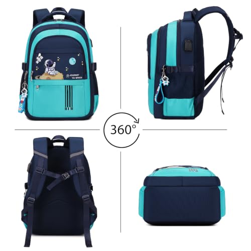 ACESAK Astronaut Backpack for Boys - Boy Backpack Schoolbag with Lunch Bag - color: Green