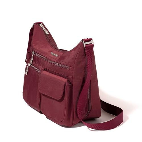 Baggallini womens Everywhere Bagg Crossbody Women 11x9 Lightweight Nylon Hobo Water-resistant Travel Bag W/Rfid - color: Dark Cherry