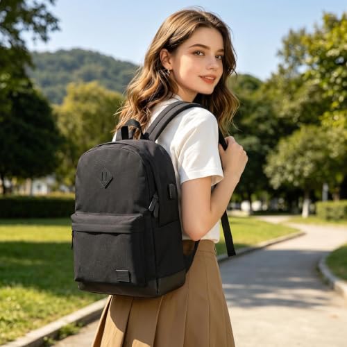 WOLT Travel Laptop Backpack for Men & Women with USB Charging Port - color: All Black