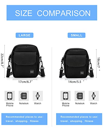 BJLFS Small Crossbody Bag Side Shoulder Bag for Men Women, Travel Passport Wallet Bag, Small Neck Pouch Side Shoulder Bag - color: Black-large