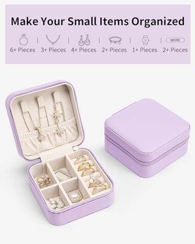 VLANDO Travel Jewelry Case, Compact Design, Necklace Hook, Anti-Tangle - color: F.Purple