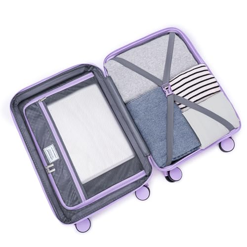 LARVENDER Carry On Luggage 20Inch Spinner Expandable Suitcase Hardshell | ABS+PC Checked Luggage with Backpack, Suitcase Set for Women, Spinner Wheels,Durability, Lightweight,22x14x9 Airline Approved - color: Lavender, style: 3 Piece Sets