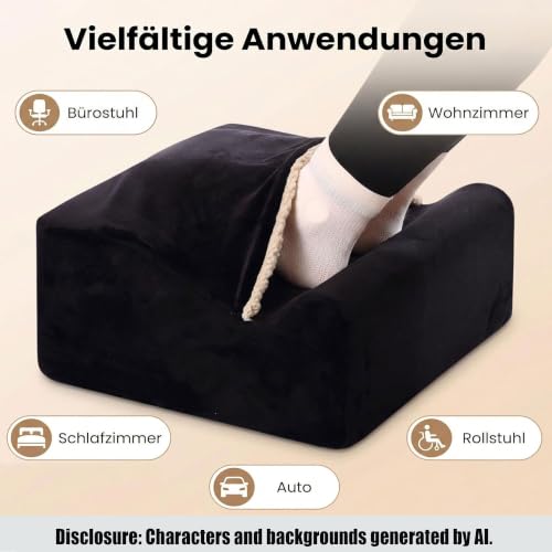 Keep Warm Foot Stool Foot Rest for Under Desk At Work - color: Black+
