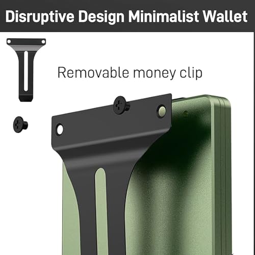Minimalist Slim Wallet for Men,RFID Blocking Metal Wallet,Aluminum Credit Card Holder & Money Clip 12-15 Cards,Slim Rfid Front Pocket Mens Wallet - color: A1 Matte Green