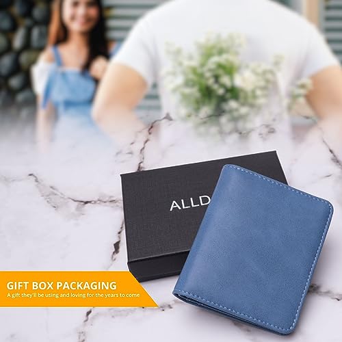 Alldaily Small RFID Wallet for Women Slim Compact Bifold Pocket Ladies Travel Mini Purse (Blue) - color: Blue