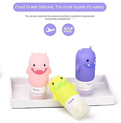 Travel Bottles Set for Liquids, TSA Approved Leak Proof Silicone Cosmetic Travel Containers, for Shampoo, Conditioner, Lotion, Toiletries 2OZ (Monster) - color: Monster