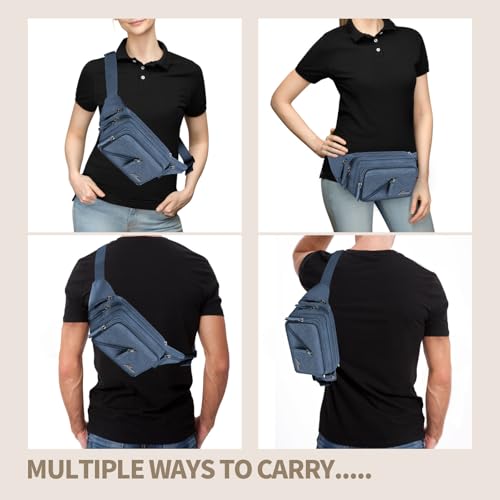 Fanny Pack Waterproof Waist Bag Pack Men Women Hip Bum Bag With Water Bottle Holder Adjustable Strap Suitable For Outdoors Workout Traveling Hiking Cycling Dog Walking Pouch Bag(Blue) - color: Blue