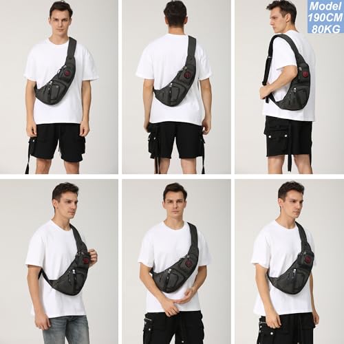 NICGID Sling Bag Chest Shoulder Backpack Crossbody Daypack for Men Women - color: Black-2620n