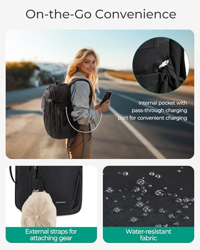 BAGSMART Travel Backpack for Men Women, Carry On Backpack Flight Approved TSA Friendly with USB Charging Hole Lightweight Weekender Bag Casual Daypack 17.3 Inch Laptop Business Work Backpack, Black