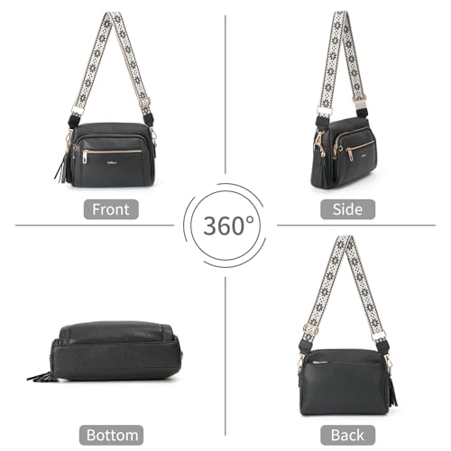 Vegan Leather Crossbody Bags for Women Anti theft Purses and Handbag - color: Black