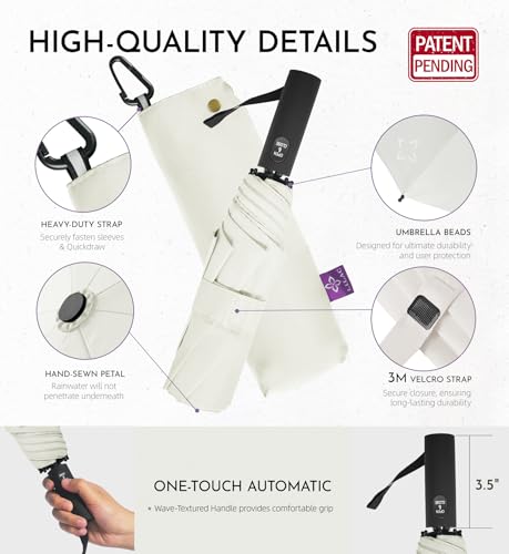 Windproof Travel Umbrella for Rain - 43" Compact Folding Umbrella, Reinforced Strong Frame, Lightweight Portable Parasol with UPF 100+ UV Sun Protection, Cruise Ship Essentials - color: 1-Khaki