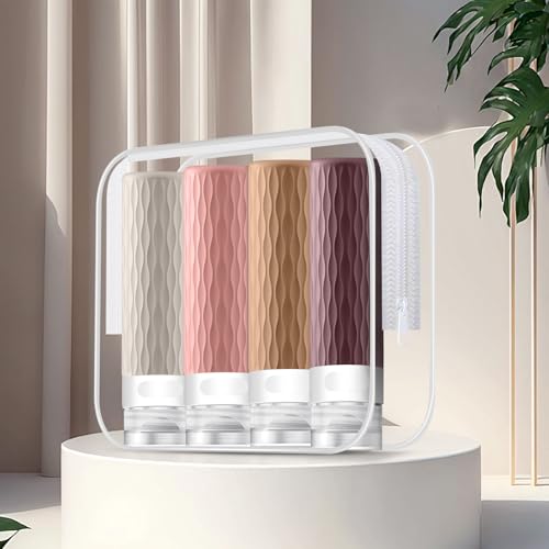 Travel Bottles for Toiletries, TSA Approved Silicone Travel Toiletry Bottle - color: SmokeViolet,Nude,SandPink,Starlight
