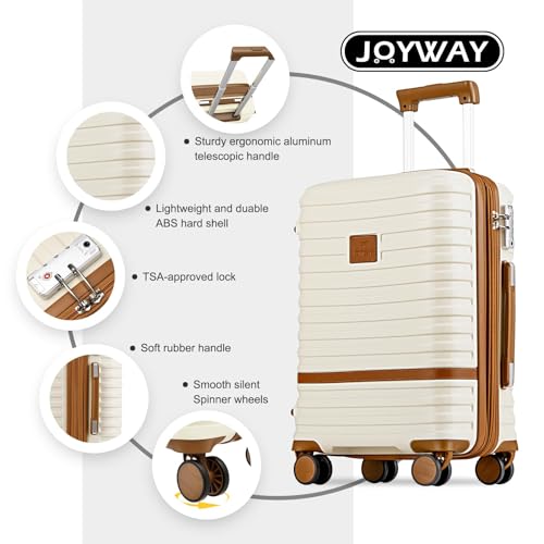 Joyway Expandable Luggage Sets 5 Piece, Lightweight Hard Shell Travel Suitcase Set with Spinner Wheels and TSA Lock - color: White, size: 5 piece set