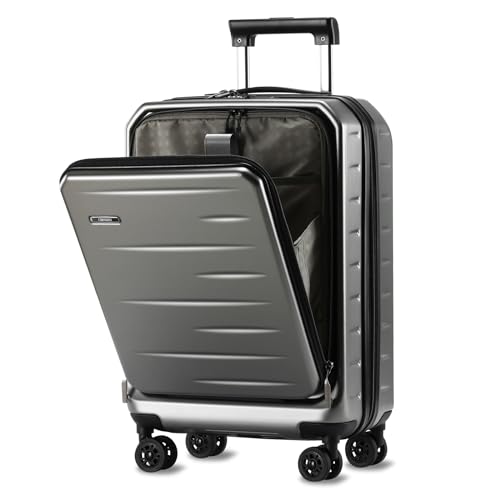 CENSIEN 20 Inch Carry On Luggage 22×14×9 Airline Approved with Front Pocket - color: Gray, size: 20 Inch