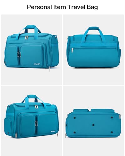 MILADA Carry On Luggage Bags for Travel Foldable Personal Item Travel Bag - color: Caribbean Blue, size: Carry On 21.5 inch