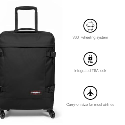 EASTPAK TRANS4 S – 44L Small Cabin Wheeled Luggage, Two Compartments, TSA Lock, 360° Spinner Wheels, and Telescopic Handle, Ultra Marine - color: Ultra Marine, size: 44 Liter Carry On