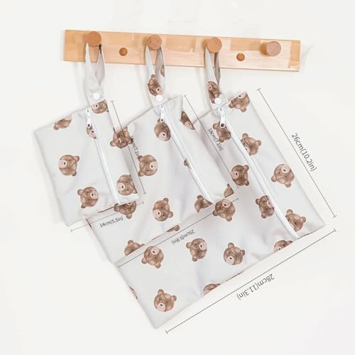 Happy Flute 3 Set Wet Bag Storage Bag Zipper Waterproof Washable - color: HF01