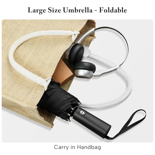 Rainbow Umbrella Windproof Automatic - 46/54inch Extra Large Double Canopy - color: 04.Black 54Inch