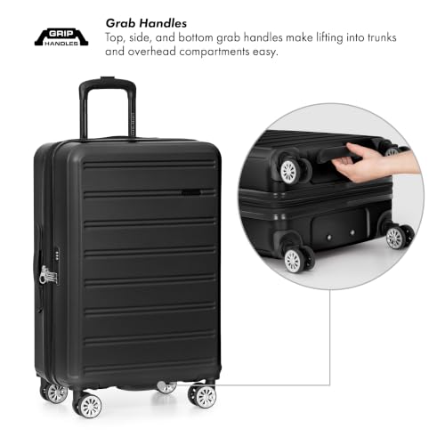 Travel Select Snowcreek Hardside Expandable Spinner Luggage Set w/USB Port, Black, 3-Piece - color: Black, size: 3 Piece Set