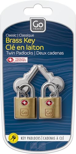 Go Travel TSA Brass Key Padlocks, 2 Keys per Lock, Pack of 2