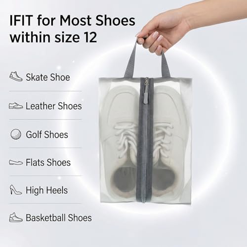 2 Pack Travel Shoe Bags, Waterproof Shoe Bag for Gym, Portable Boots Organizer with Zipper for Men & Women