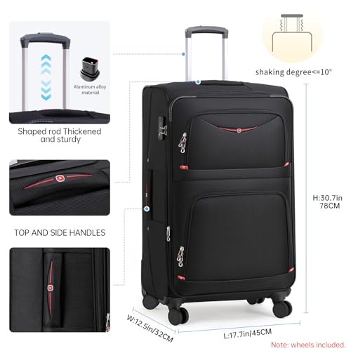 ROPLUS Softside Expandable Luggage with 4 Spinner Wheels, Durable Checked-Luggage Suitcase (Gray, 29-Inch) - color: Gray, size: 29-Inch