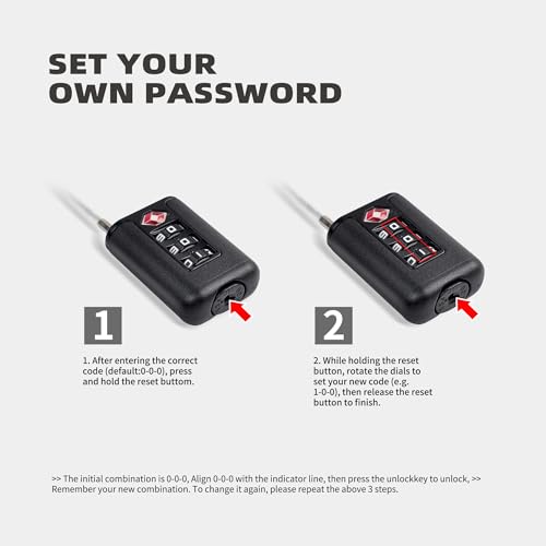 TSA Locks for Luggage, Small Padlock Combination, Luggage Locks TSA Approved, Combo Padlock with Code, for Suitcase, Gym Locker, Gun Case, Travel Backpack, Bag Zipper, Box (Black+Black) - color: Black+Black