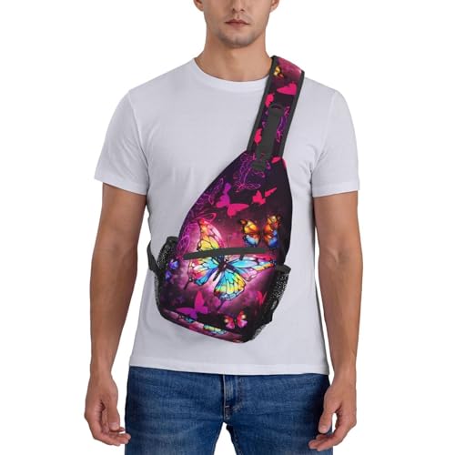 Butterflies Sling Bag Crossbody Sling Backpack for Women Men Travel Hiking Daypack Chest Shoulder Bag - color: 24
