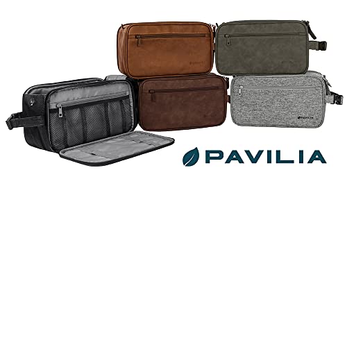 PAVILIA 남성용 세면도구 가방, 여행 필수품 면도 도프 키트, 여행 가방 세면도구 정리함 케이스, 화장품 메이크업 가방, 방수, 블랙. - color: 블랙., size: Extra Large (12x6x7)